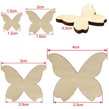 Forme Papillon en bois - 5, 8 ou 12 cm